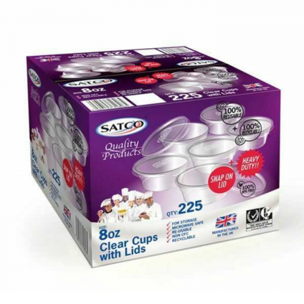 8OZ SATCO ROUND PLASTIC CUPS  D48MM X W125MM