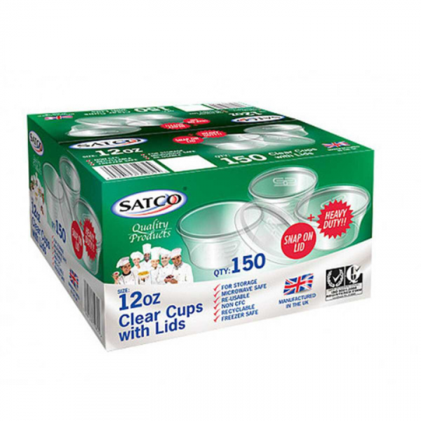 12OZ SATCO ROUND PLASTIC CUPS : D60MM X W125MM