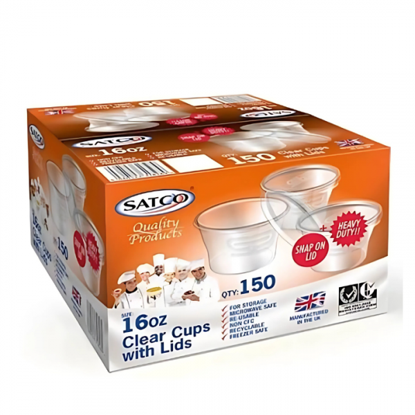 16OZ SATCO ROUND PLASTIC CUPS D76MM X W125MM