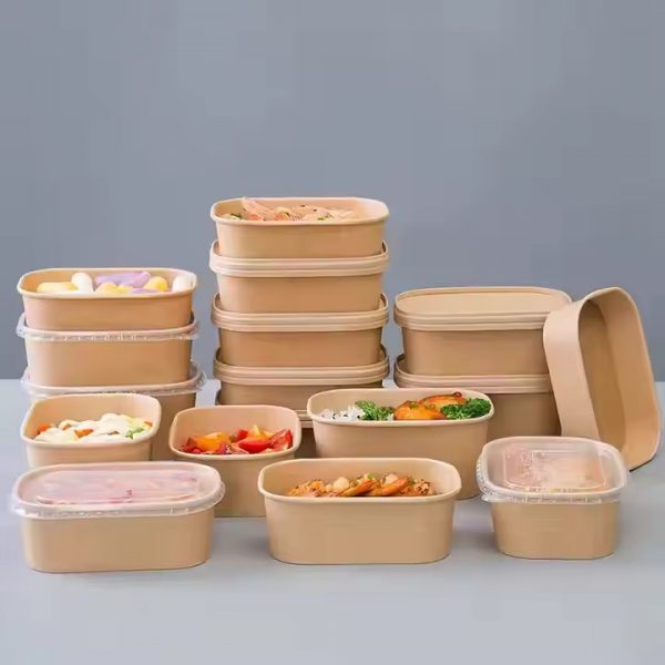 1000ML Rectangle BROWN PAPER TUBS - Image 2